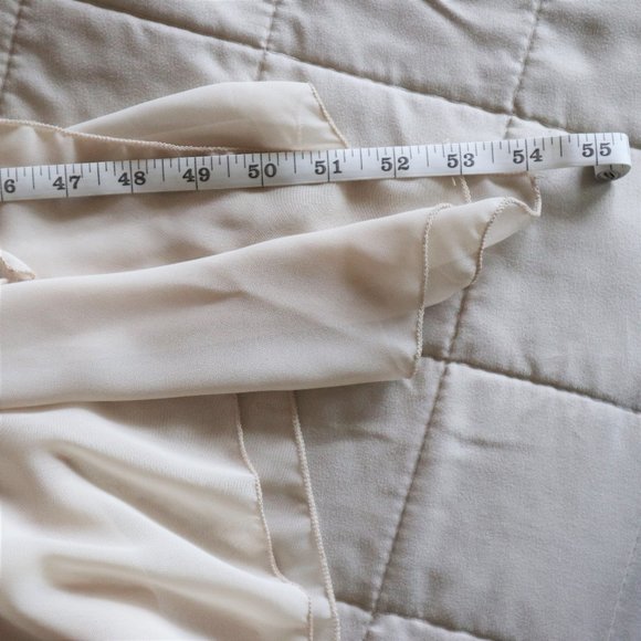 Cream Empire Waist Chiffon and Lace Sleeveless Long Flowy Dress - Picture 3 of 9